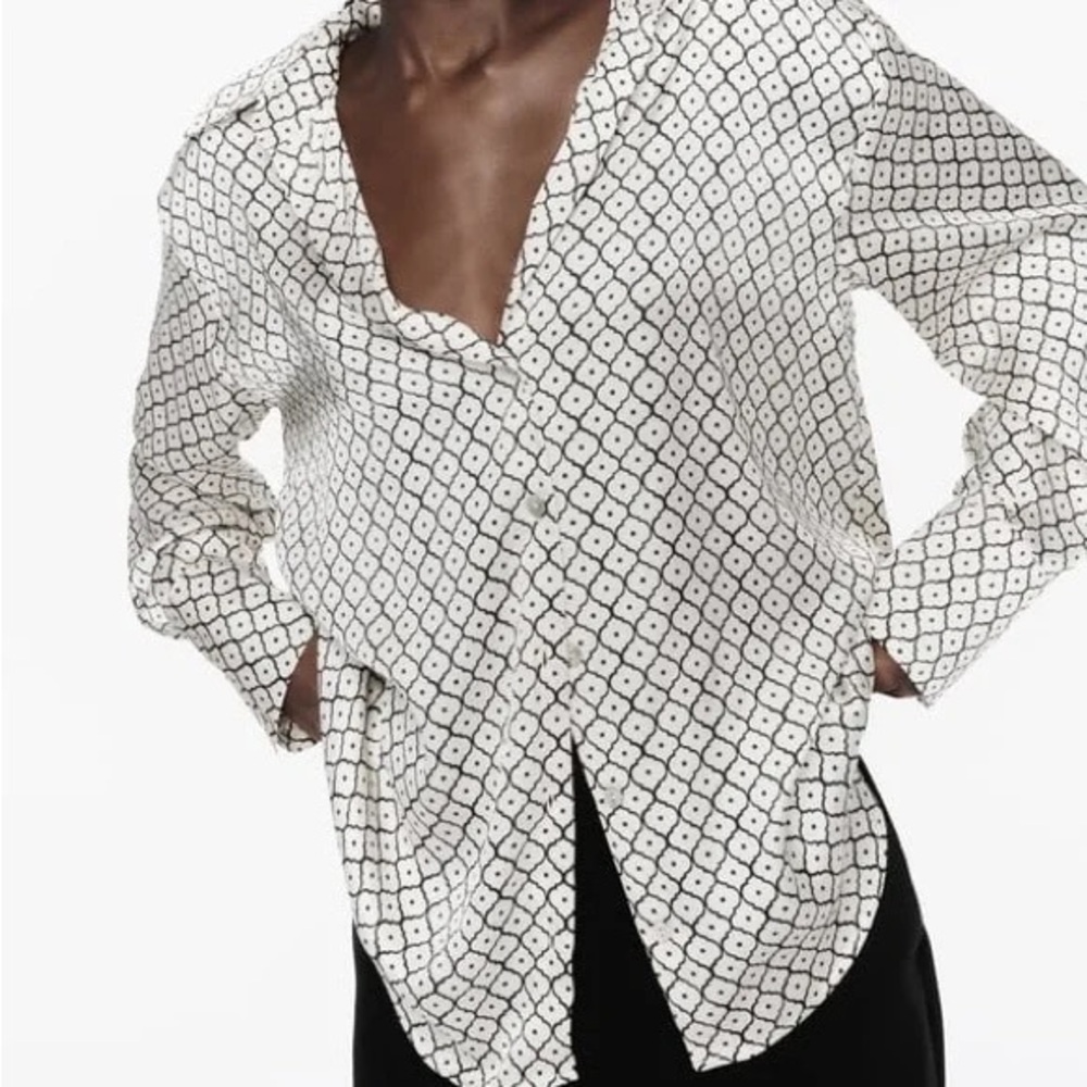 ZARA GEOMETRIC PRINT SATIN EFFECT SHIRT